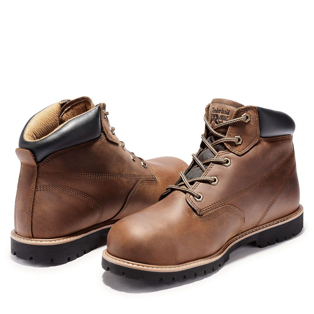 Timberland Μποτακια Εργασίας Ανδρικα Καφε - Pro® Gritstone Steel Toe - Greece 7014386-MP